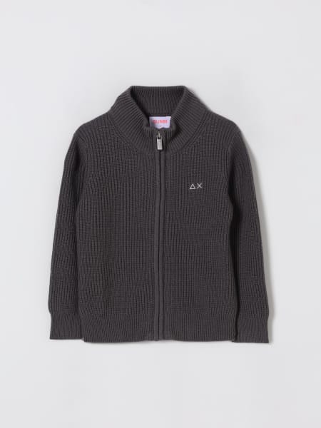 Cardigan di lana e cashmere con zip e logo SUN68