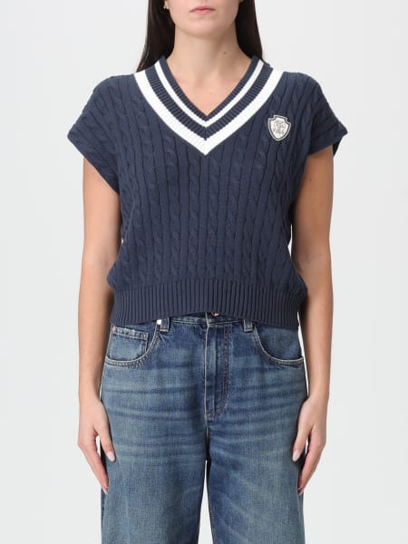 Gilet in maglia di cotone con stemma Brunello Cucinelli