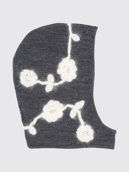 Balaclava Ganni in lana con ricami floreali