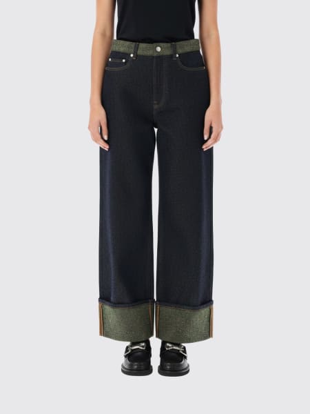 Jeans largo in denim di cotone Ganni