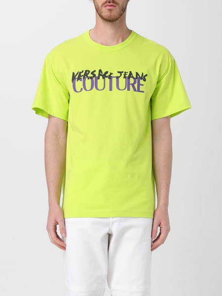 Tシャツ・カットソー VERSACE JEANS COUTURE Men T-shirt Green 78GAHE06CJ00E 166 VERSACE JEANS COUTURE: T-shirt men - Green | Versace Jeans
