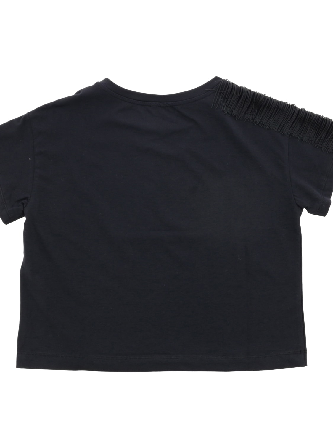 MONNALISA T-SHIRT: T-shirt Monnalisa cropped a maniche corte con stampa mnls, Nero - Img 2