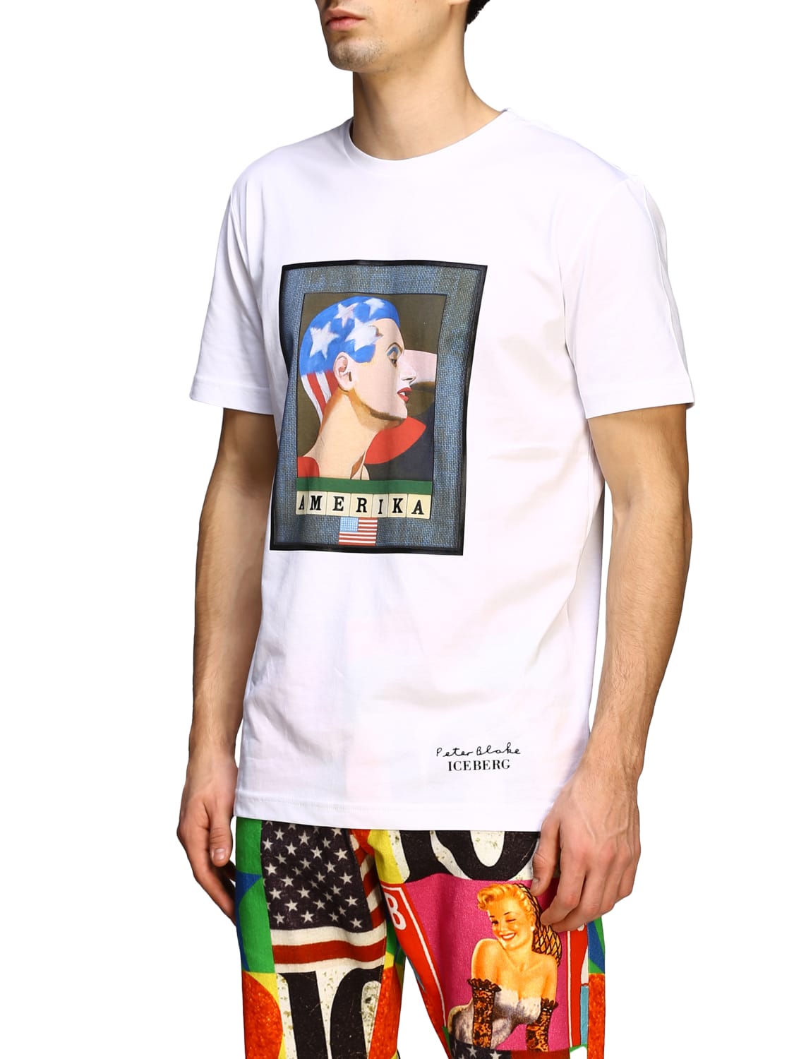 ICEBERG T-SHIRT: Iceberg x Peter Blake t-shirt with Amerika print, White - Img 4