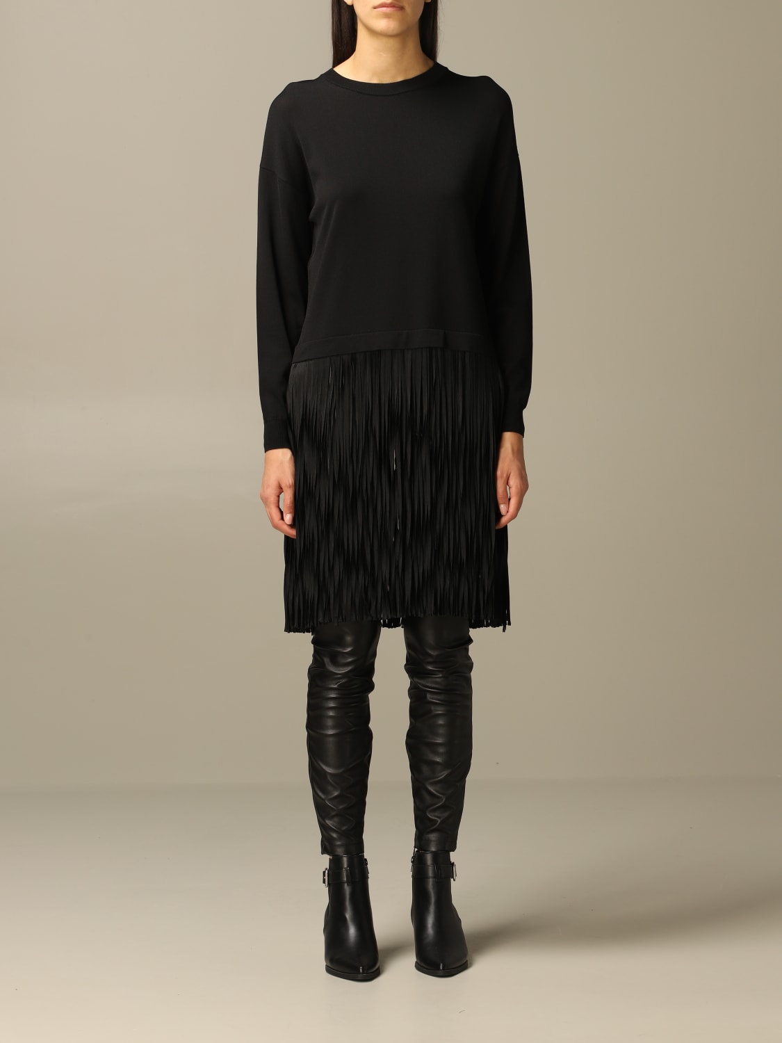 BOUTIQUE MOSCHINO MAGLIA: Maglia Boutique Moschino con frange, Nero - Img 1