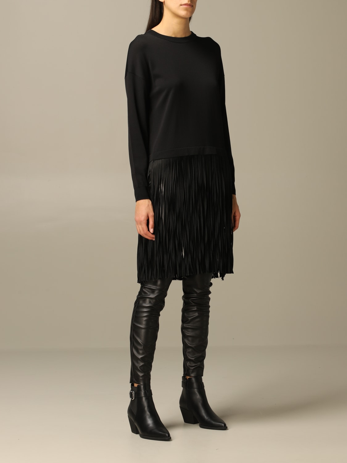 BOUTIQUE MOSCHINO MAGLIA: Maglia Boutique Moschino con frange, Nero - Img 2