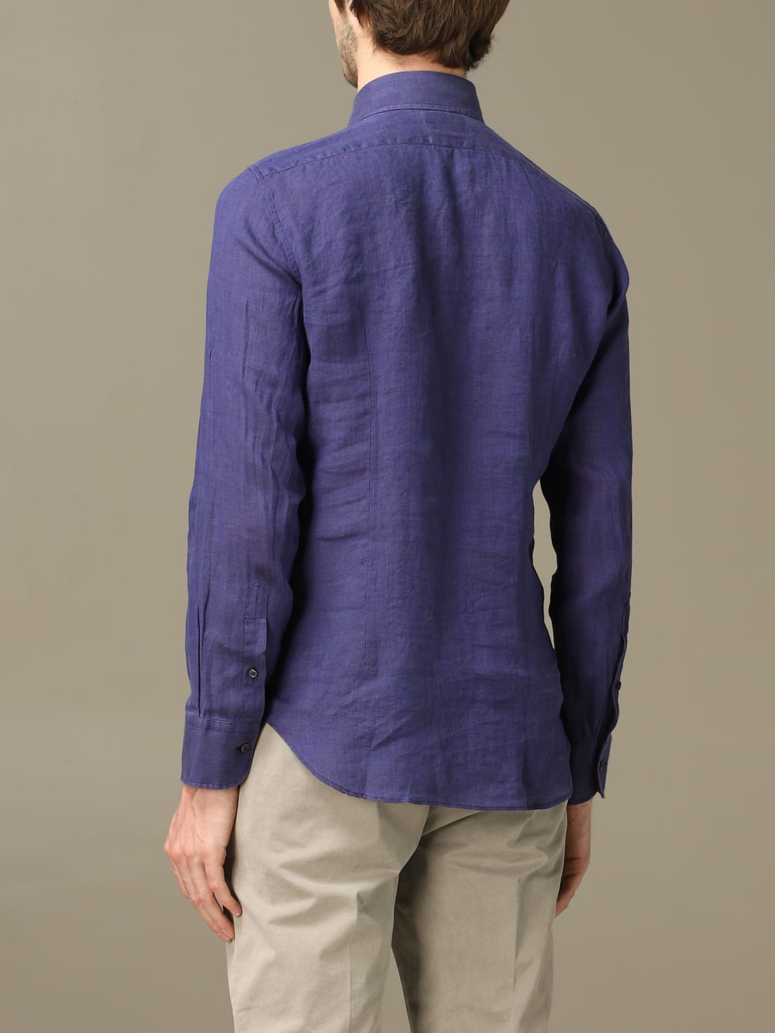 XC SHIRT: XC linen shirt with Italian collar, Blue - Img 2