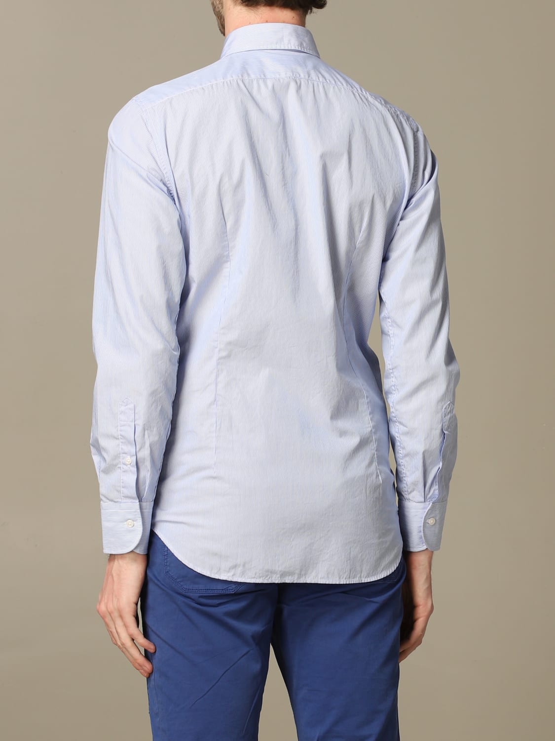 XC SHIRT: XC shirt in micro-striped washed cotton, Gnawed Blue - Img 2