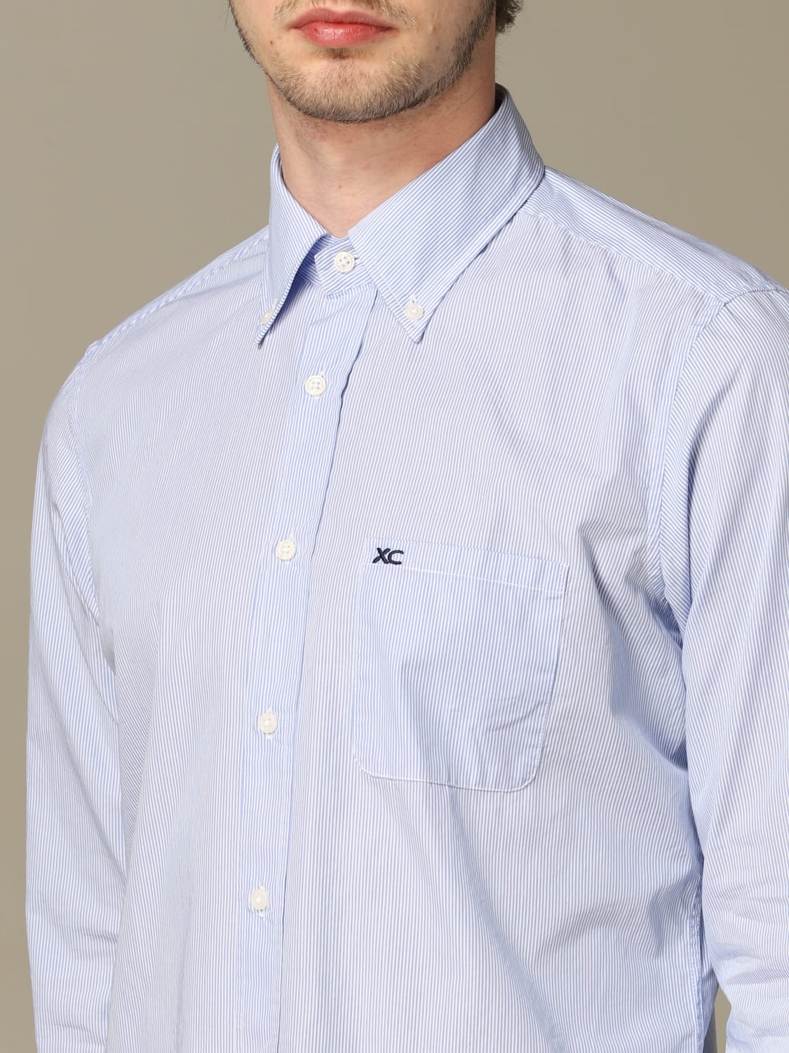 XC SHIRT: XC shirt in micro-striped washed cotton, Gnawed Blue - Img 3