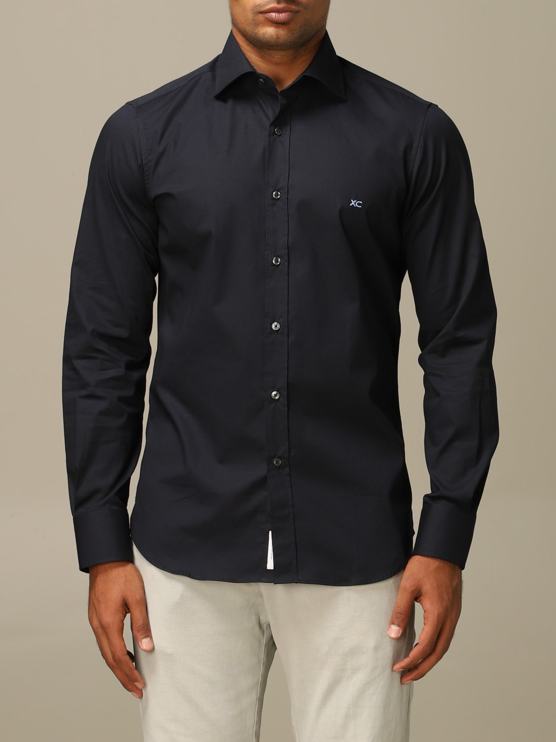 XC SHIRT: XC poplin shirt with Italian collar, Blue - Img 1