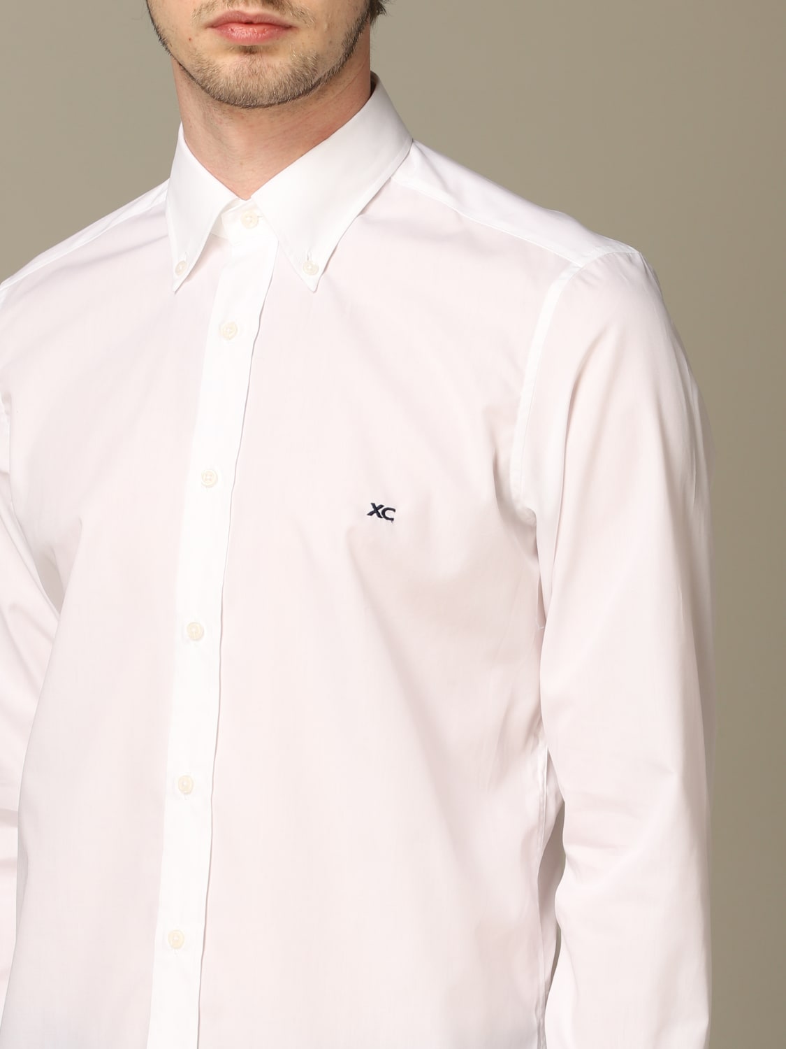 XC SHIRT: XC cotton shirt with embroidered logo, White - Img 3