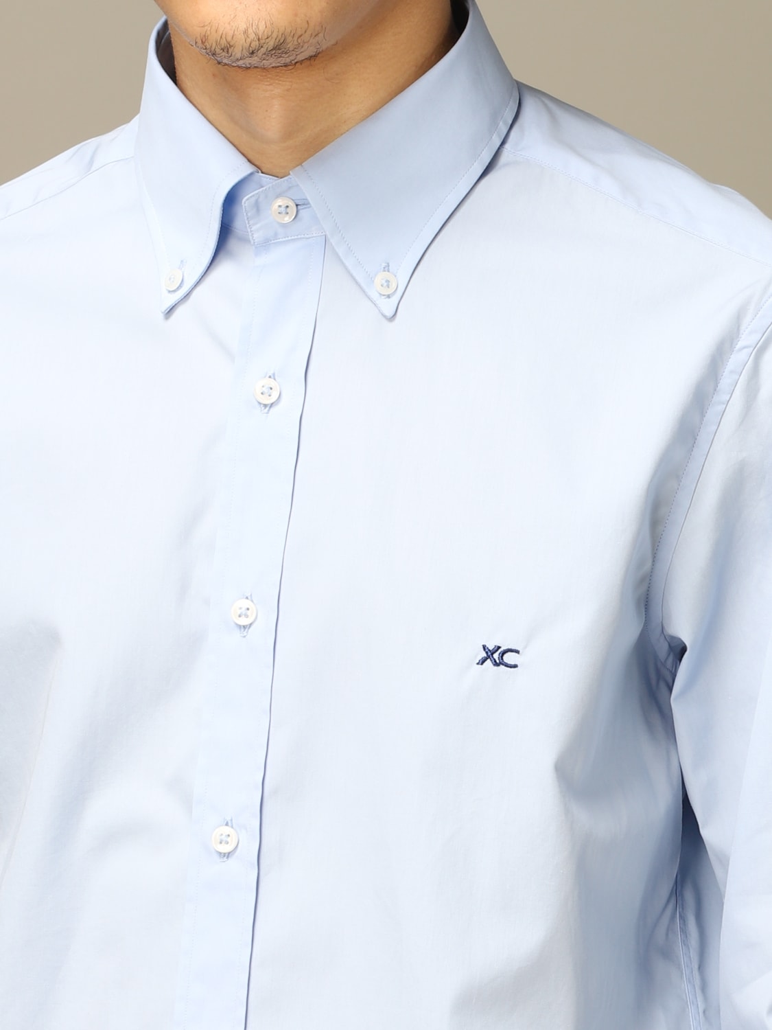 XC SHIRT: XC cotton shirt with embroidered logo, Gnawed Blue - Img 3