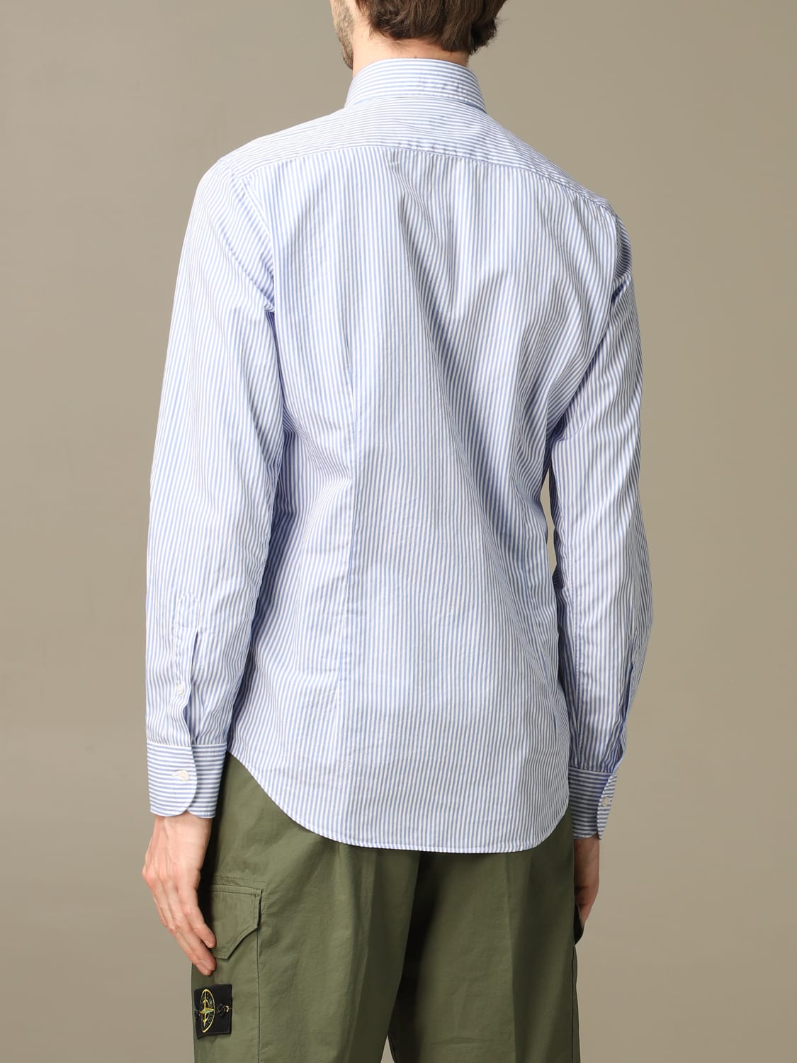 XC SHIRT: XC shirt in micro-striped washed cotton, Gnawed Blue - Img 2