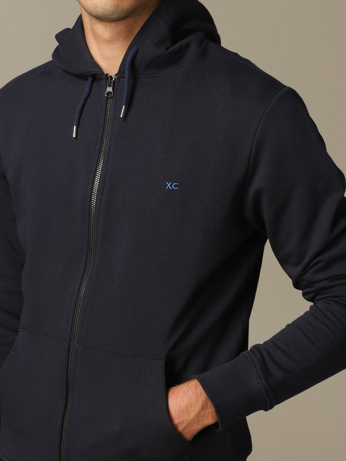 XC FELPA: Felpa XC con cappuccio e zip, Blue - Img 3