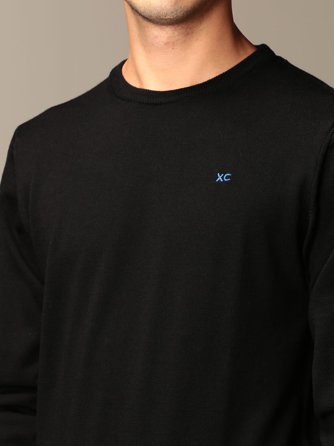 XC SWEATER: XC crew neck sweater in extrafine Merino wool, Black - Img 3