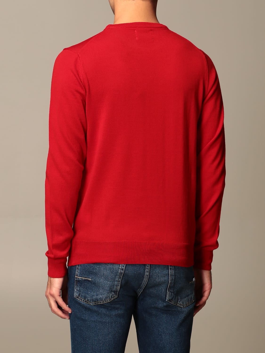 XC SWEATER: XC crew neck sweater in extrafine Merino wool, Red - Img 2