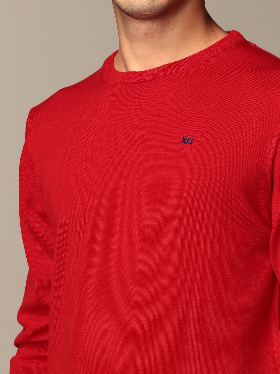 XC SWEATER: XC crew neck sweater in extrafine Merino wool, Red - Img 3