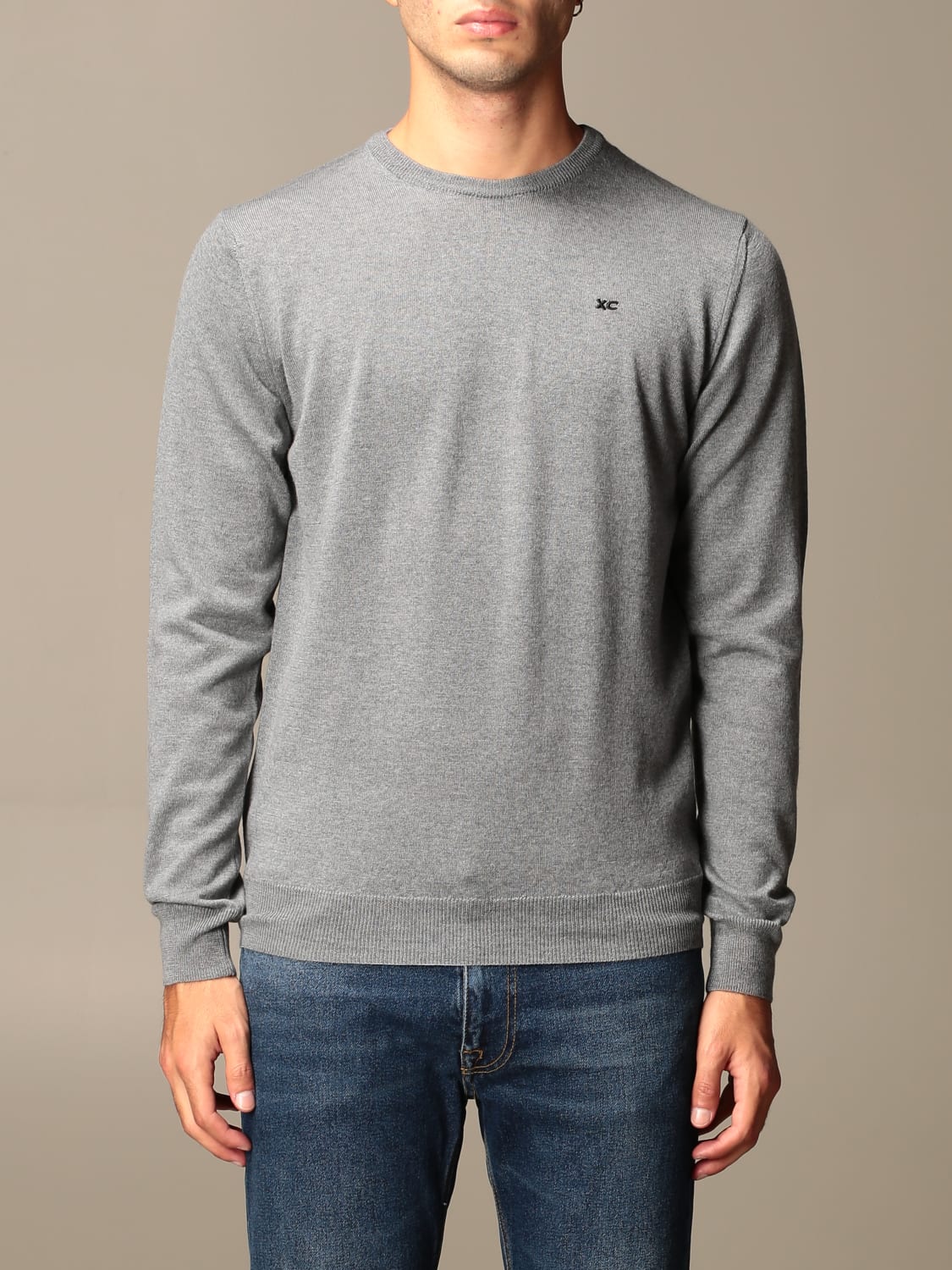 XC SWEATER: XC crew neck sweater in extrafine Merino wool, Grey - Img 1