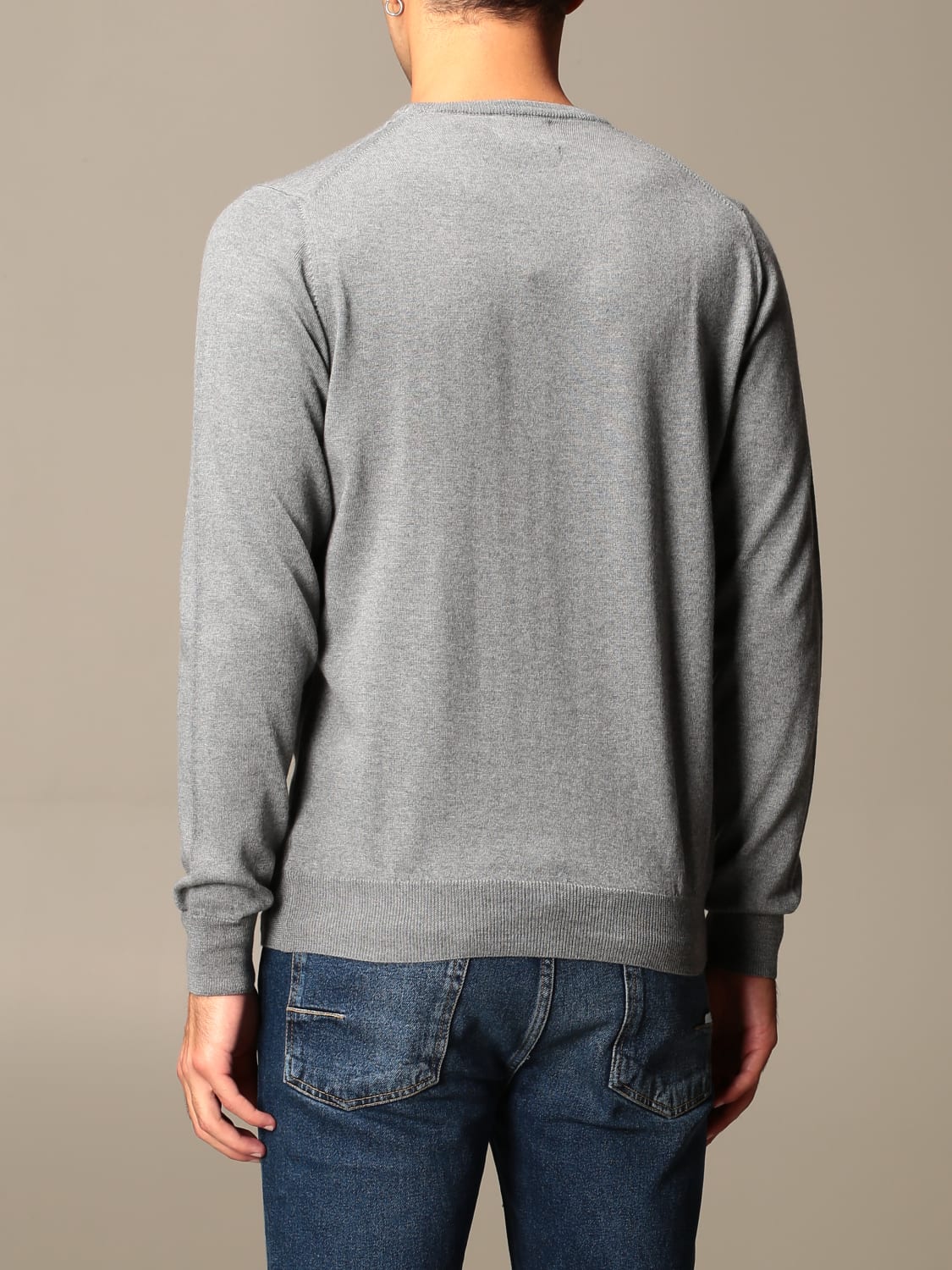 XC SWEATER: XC crew neck sweater in extrafine Merino wool, Grey - Img 2