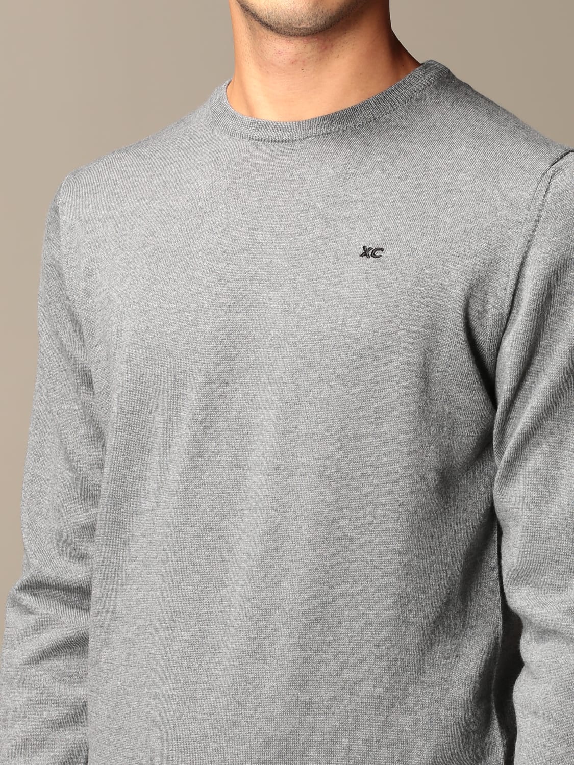 XC SWEATER: XC crew neck sweater in extrafine Merino wool, Grey - Img 3