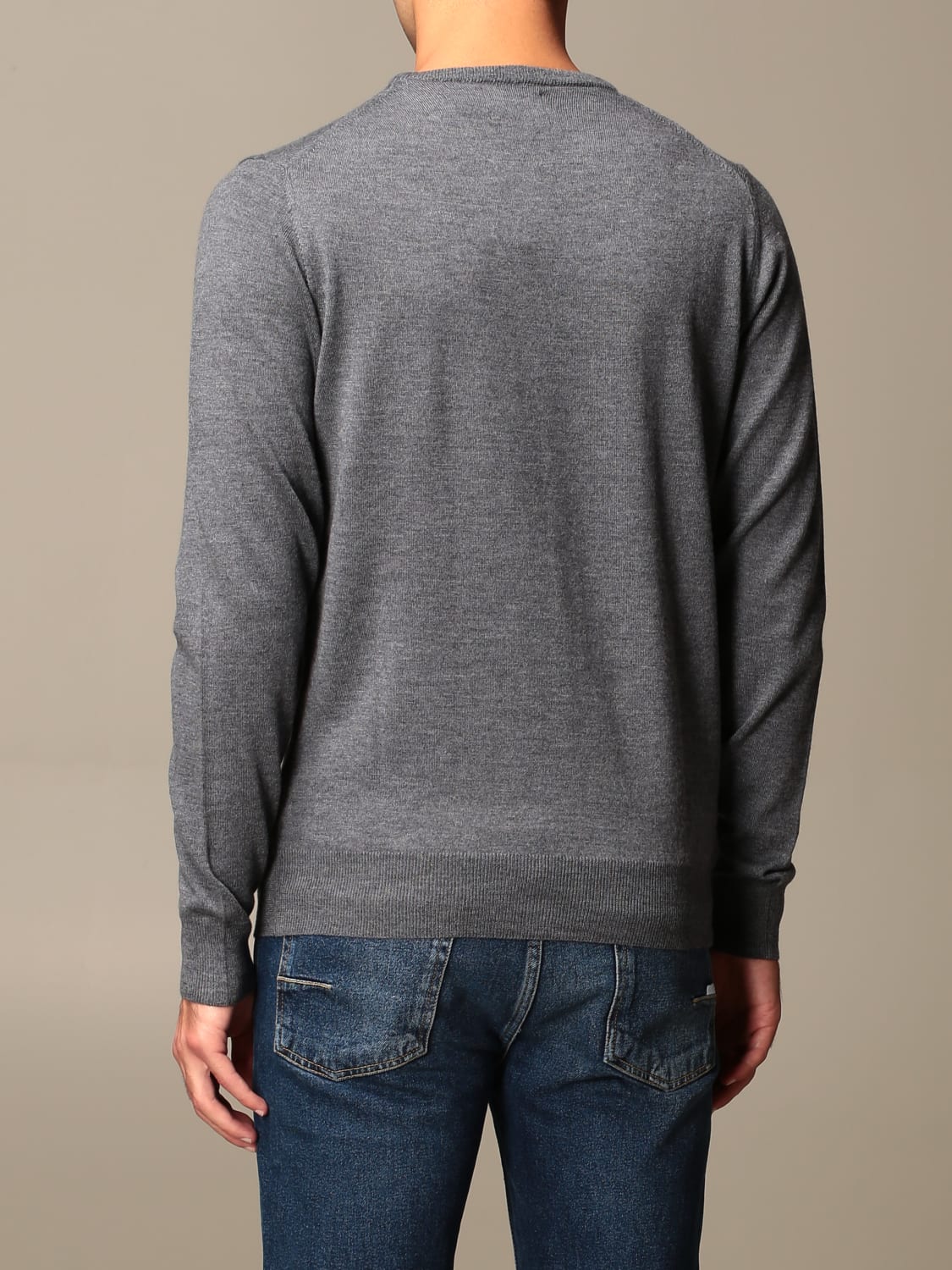 XC SWEATER: XC crew neck sweater in extrafine Merino wool, Charcoal - Img 2