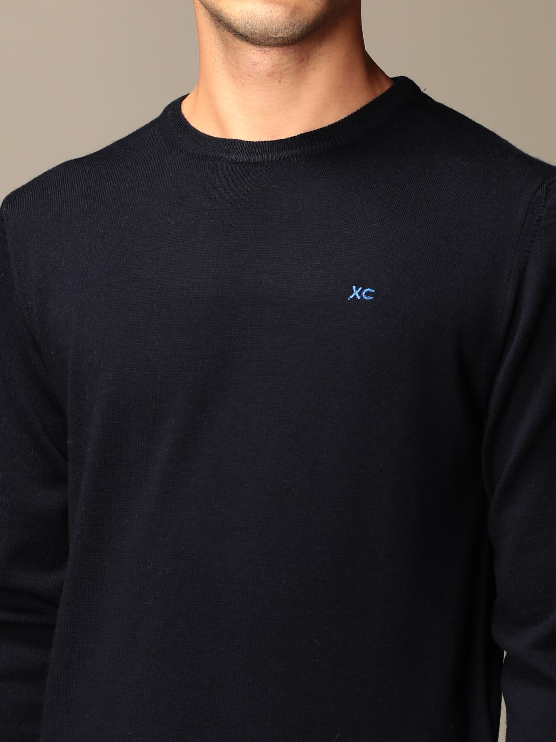 XC SWEATER: XC crew neck sweater in extrafine Merino wool, Navy - Img 3