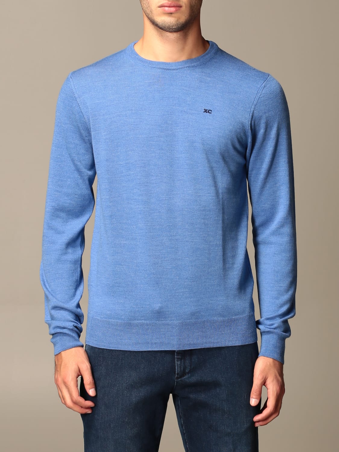 XC SWEATER: XC crew neck sweater in extrafine Merino wool, Royal Blue - Img 1