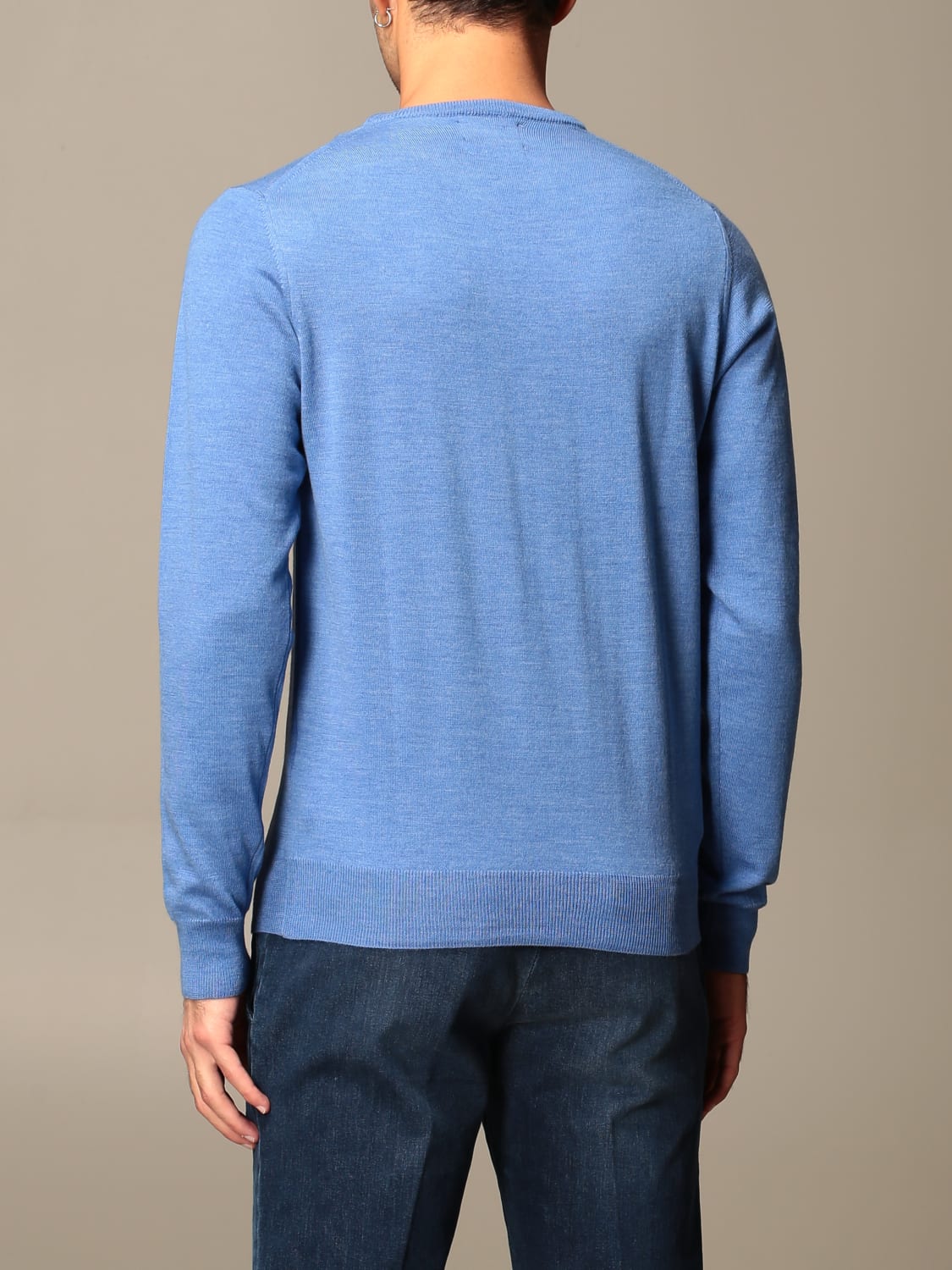 XC SWEATER: XC crew neck sweater in extrafine Merino wool, Royal Blue - Img 2