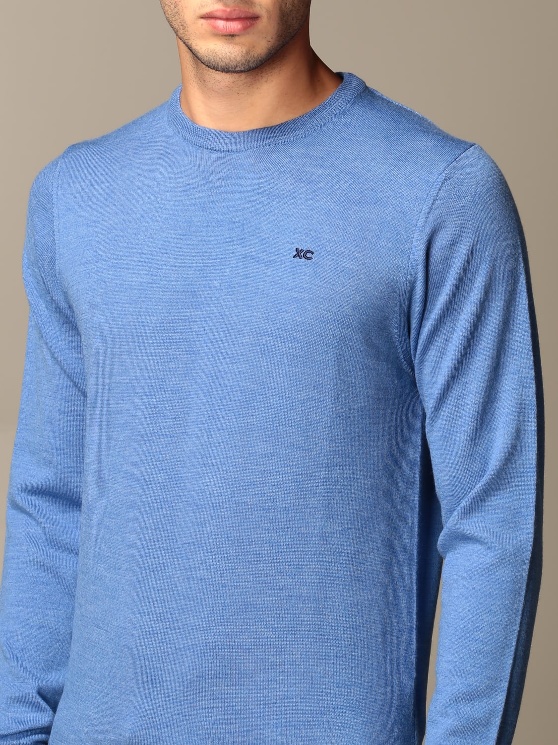 XC SWEATER: XC crew neck sweater in extrafine Merino wool, Royal Blue - Img 3