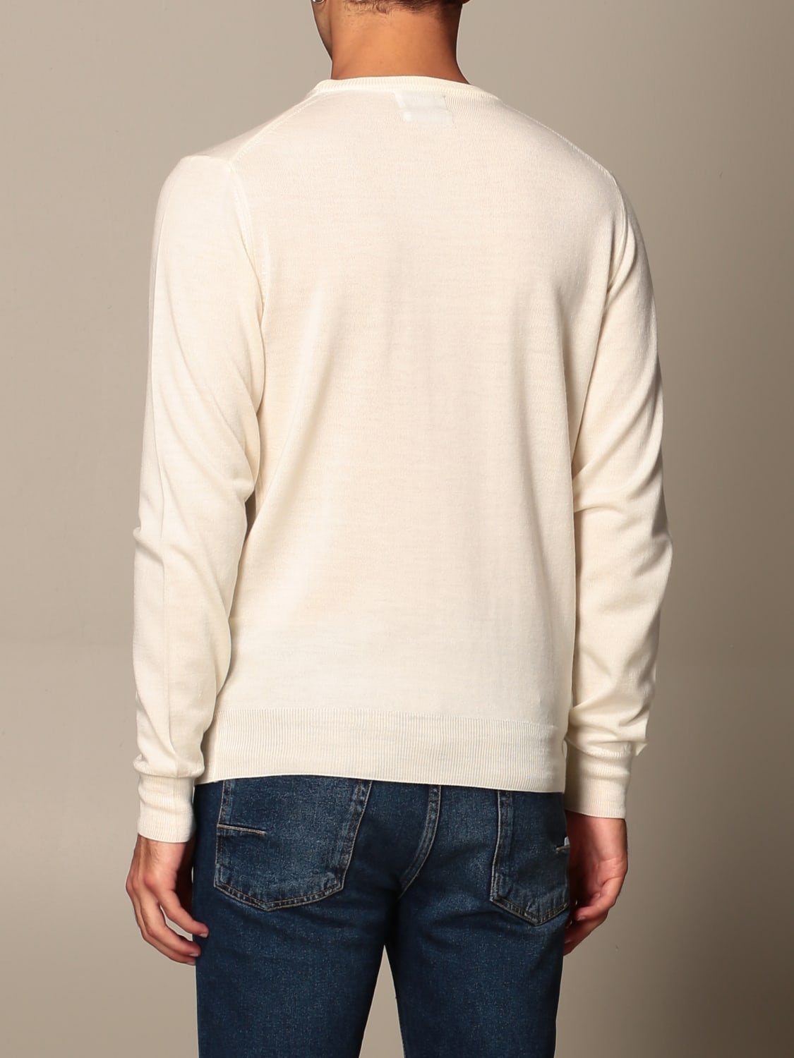 XC SWEATER: XC crew neck sweater in extrafine Merino wool, Yellow Cream - Img 2