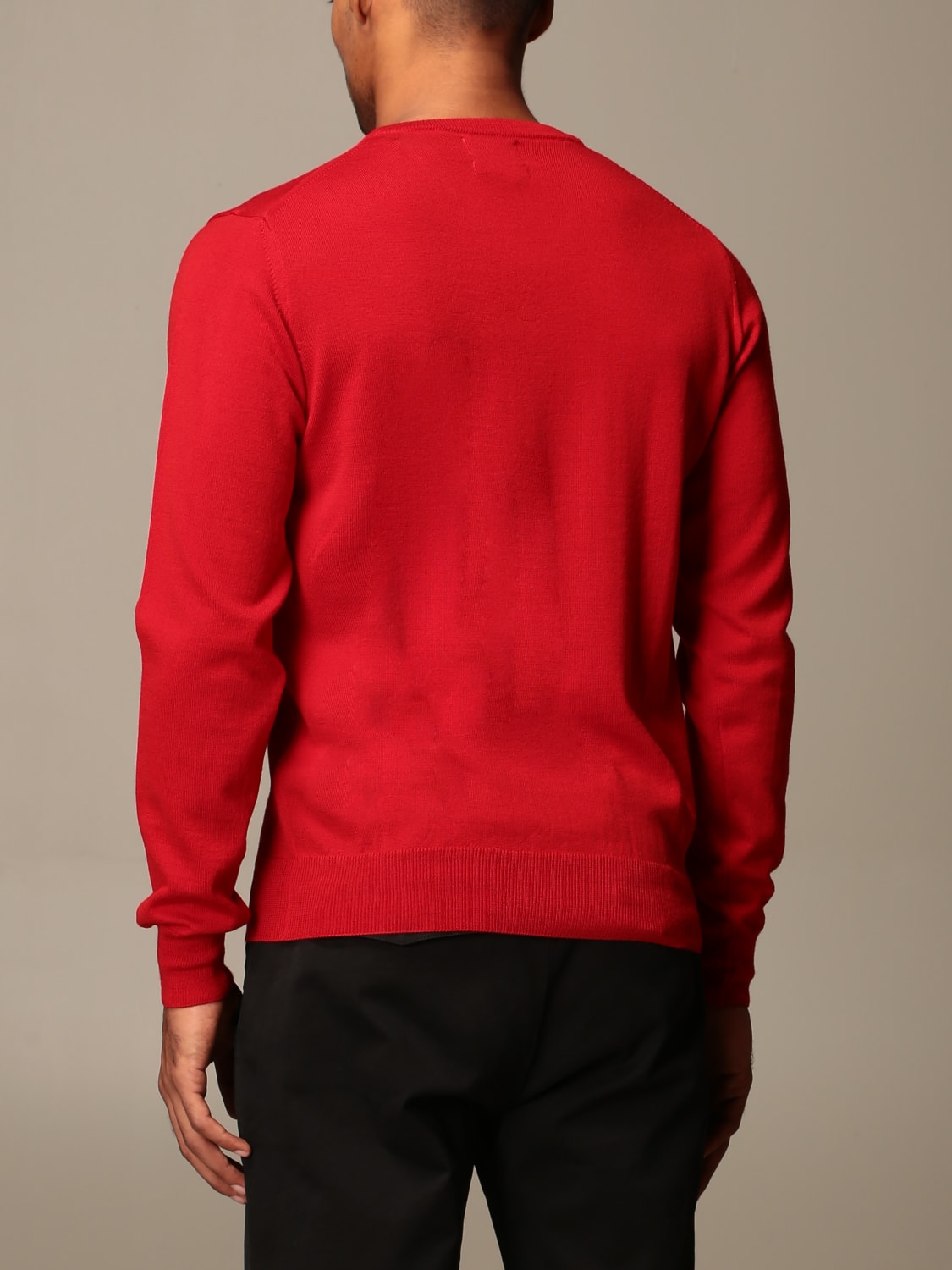 XC SWEATER: XC V-neck sweater in extrafine Merino wool, Red - Img 2