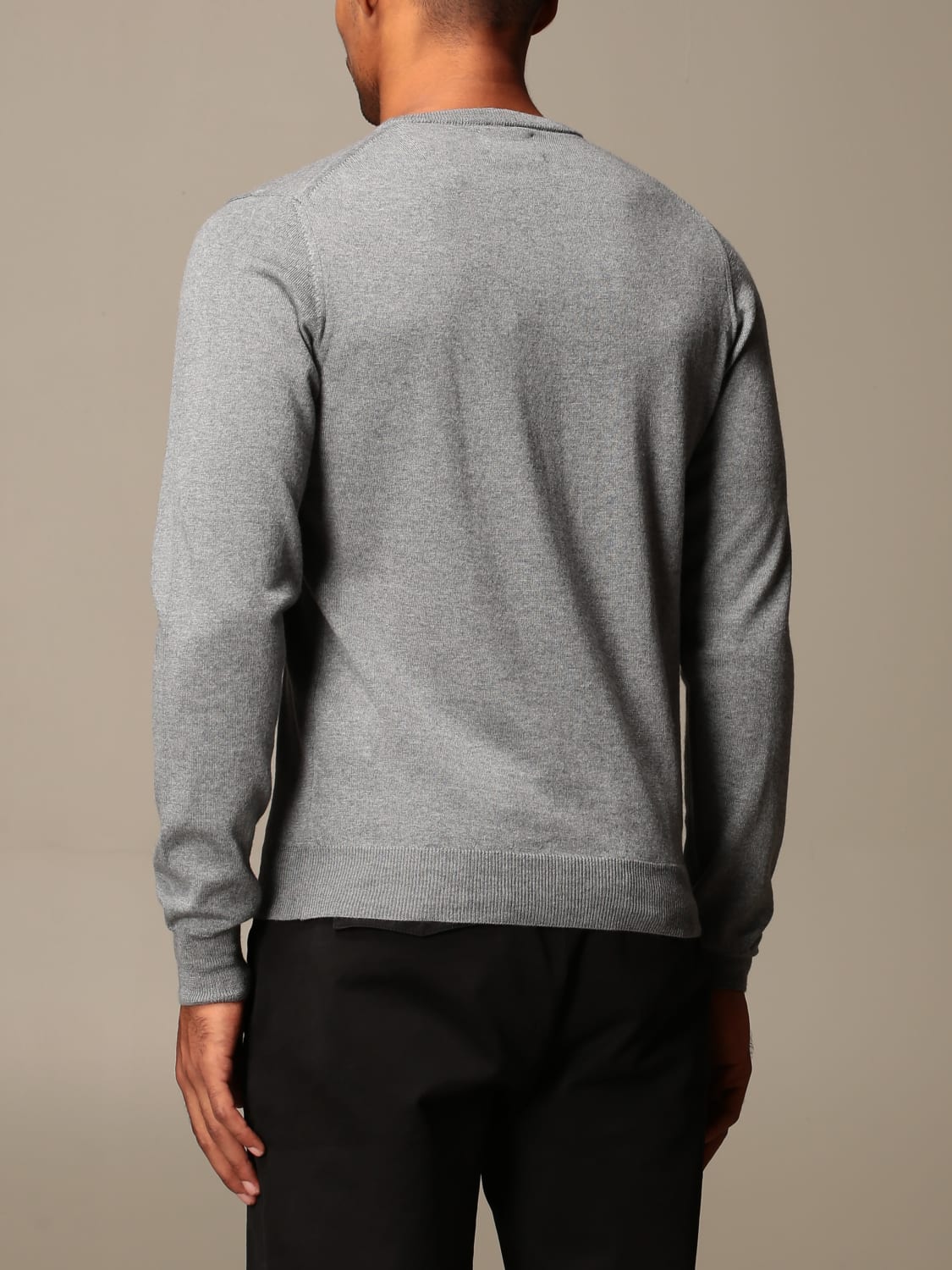 XC SWEATER: XC V-neck sweater in extrafine Merino wool, Grey - Img 2