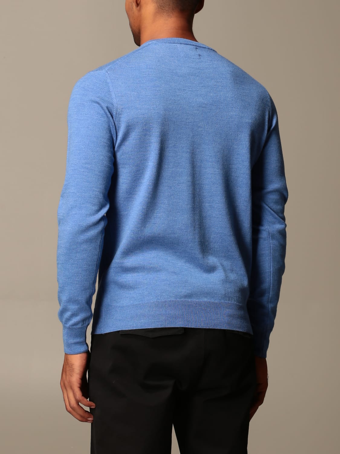 XC SWEATER: XC V-neck sweater in extrafine Merino wool, Royal Blue - Img 2