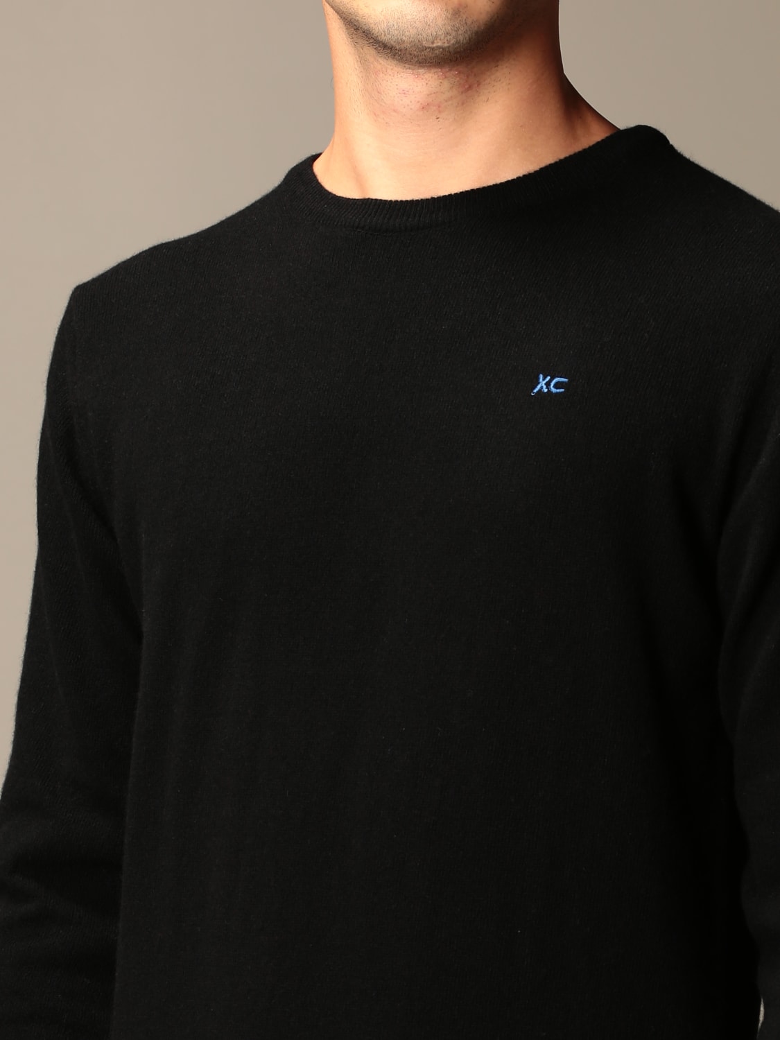 XC SWEATER: XC sweater in basic eco cashmere with logo, Black - Img 3