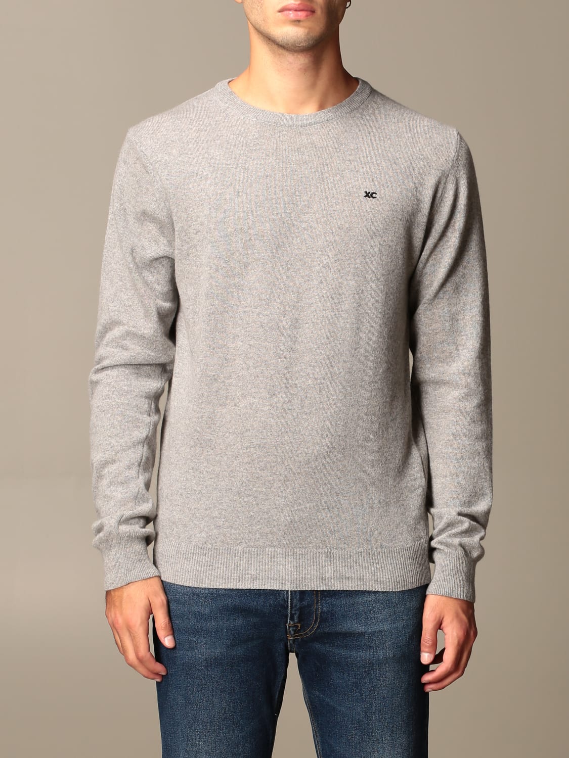 XC SWEATER: XC sweater in basic eco cashmere with logo, Grey - Img 1