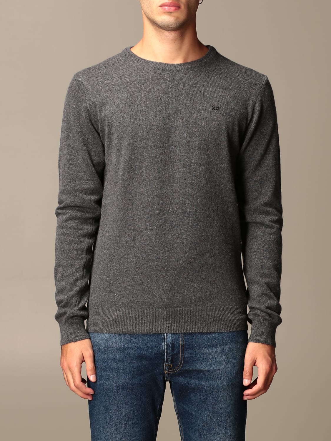 XC SWEATER: XC sweater in basic eco cashmere with logo, Charcoal - Img 1