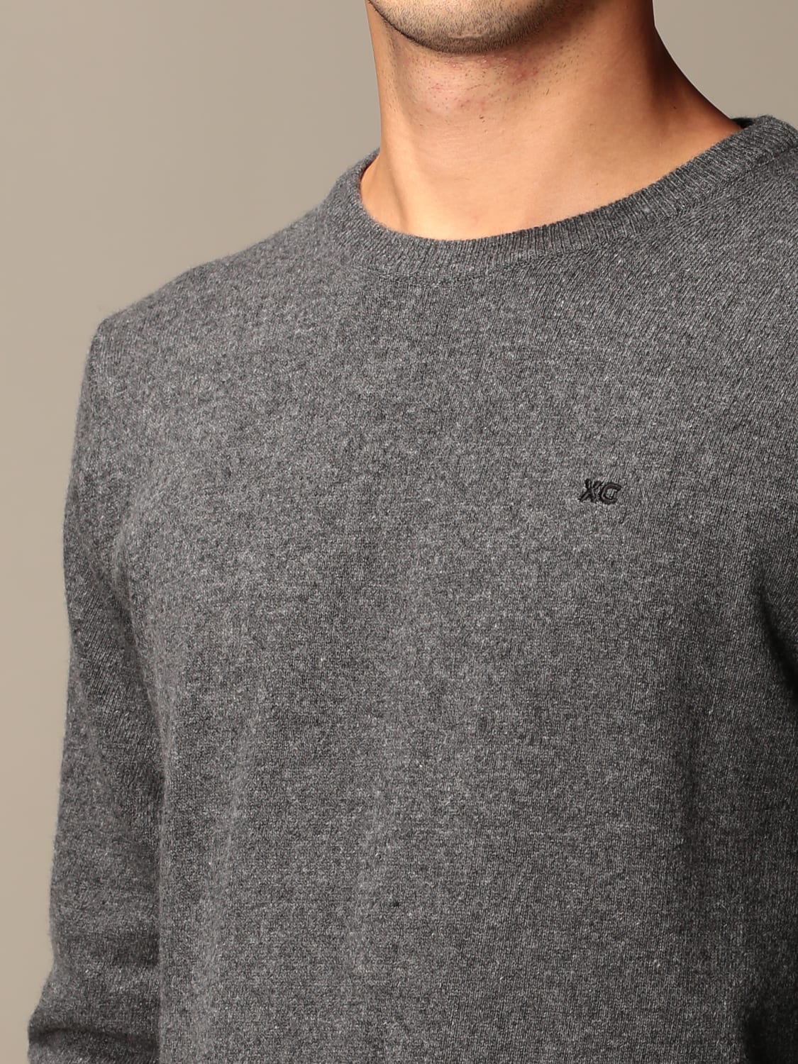 XC SWEATER: XC sweater in basic eco cashmere with logo, Charcoal - Img 3