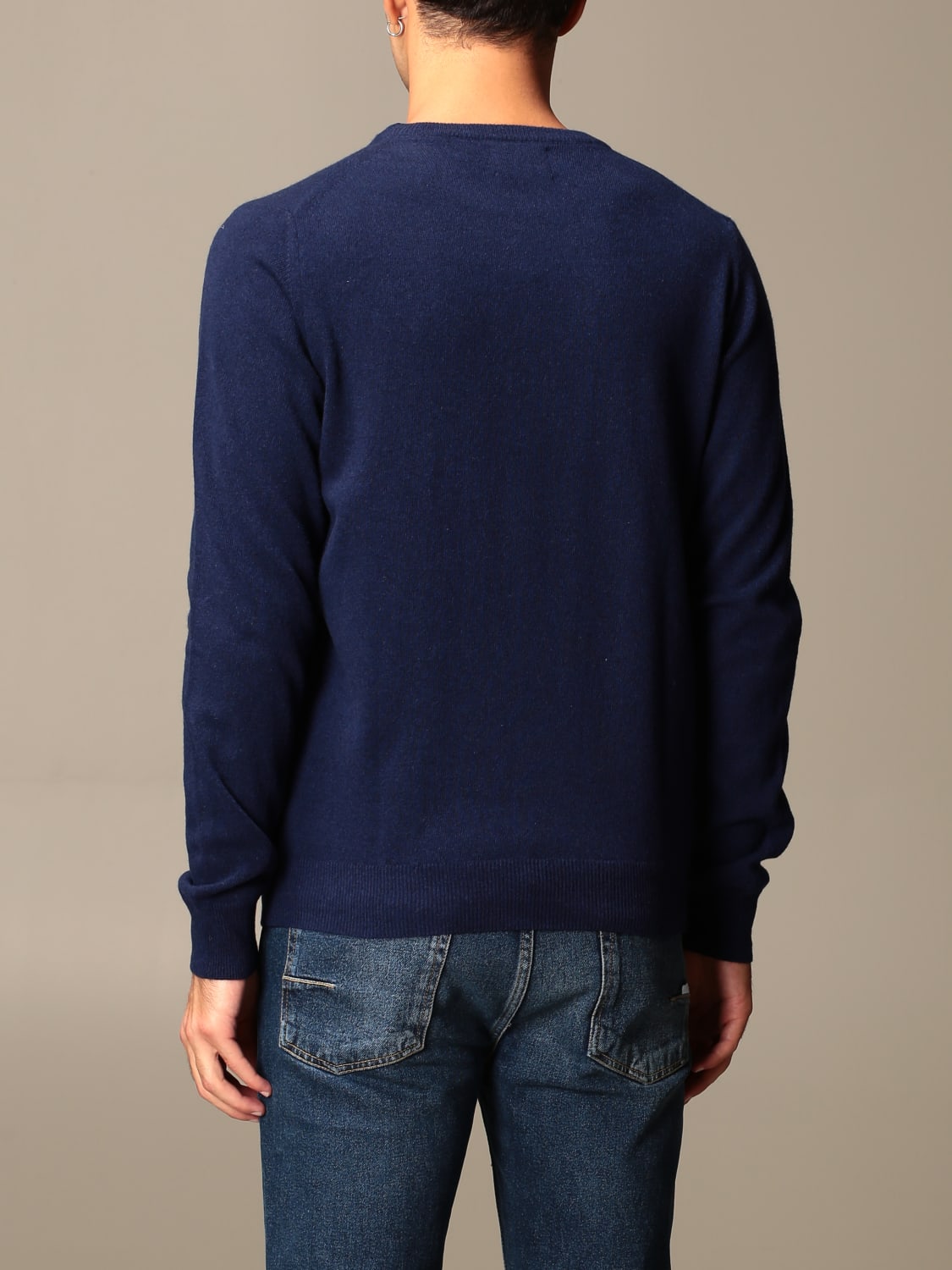 XC SWEATER: XC sweater in basic eco cashmere with logo, Navy - Img 2