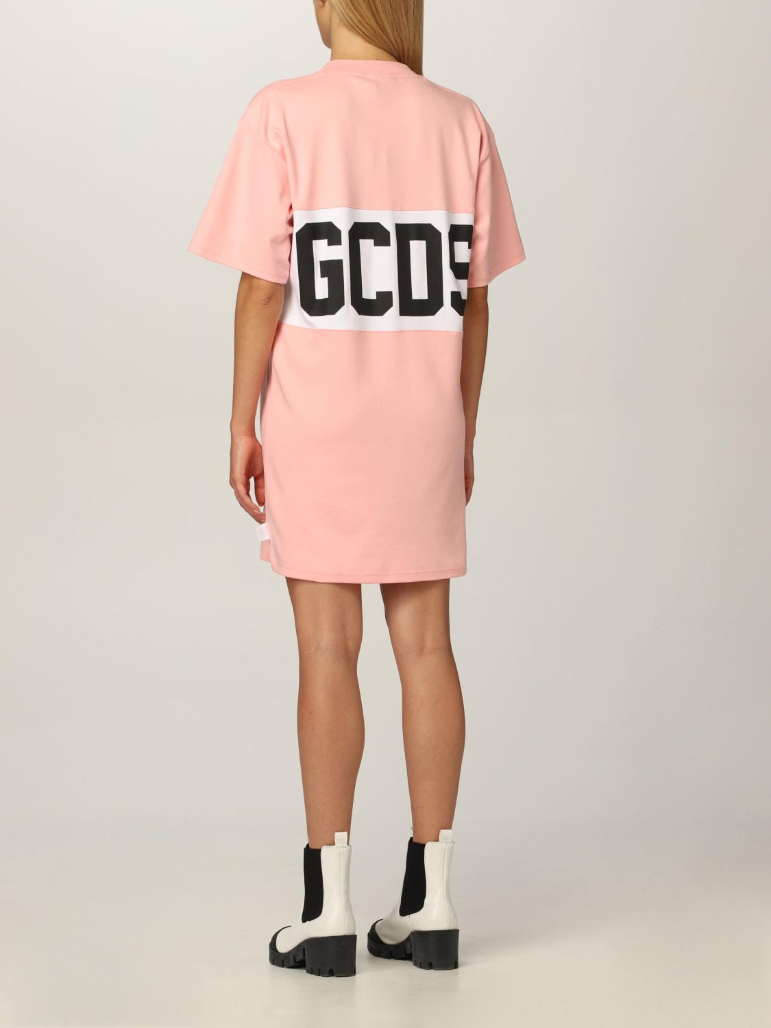 GCDS DRESS: GCDS cotton sweatshirt with big logo, Pink - Img 2