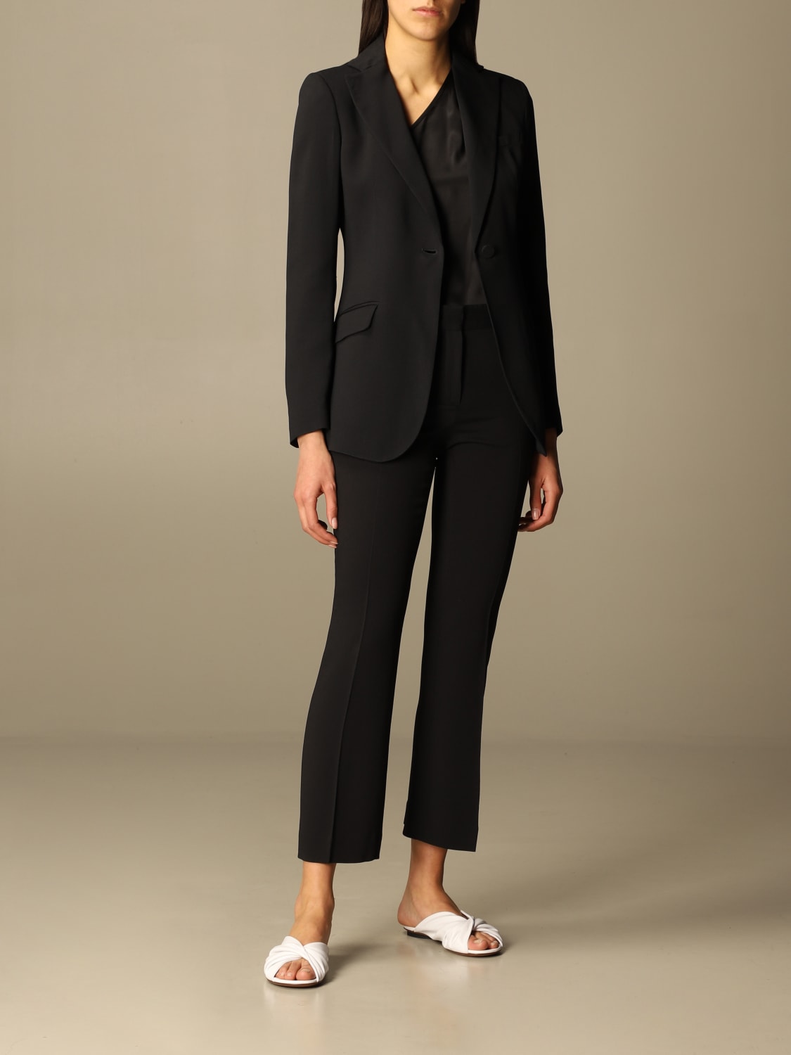 L'AUTRE CHOSE JACKET: L'autre Chose single-breasted jacket in crepe, Black - Img 2