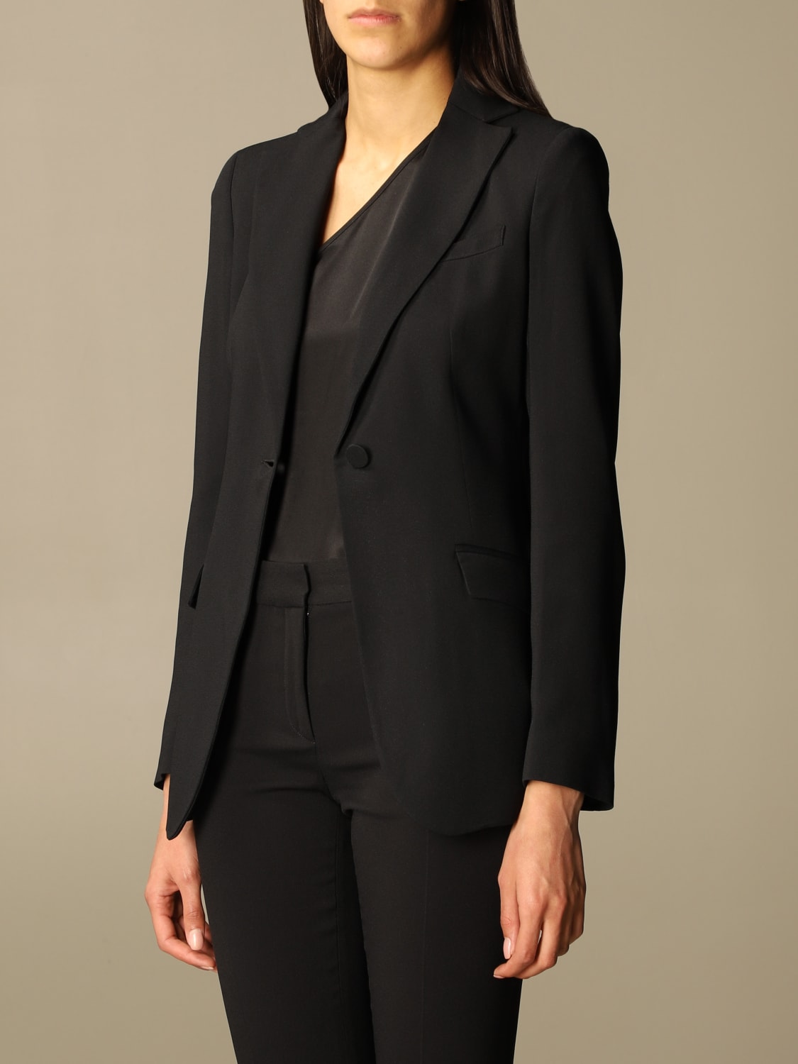 L'AUTRE CHOSE JACKET: L'autre Chose single-breasted jacket in crepe, Black - Img 4