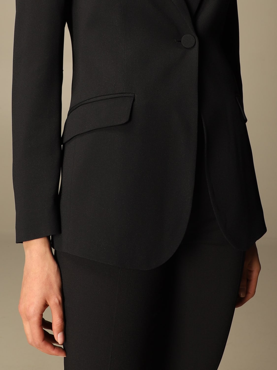 L'AUTRE CHOSE JACKET: L'autre Chose single-breasted jacket in crepe, Black - Img 5