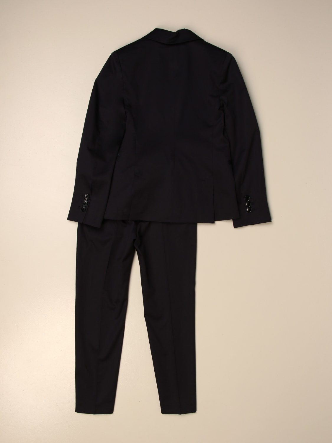 EMPORIO ARMANI SUIT: Emporio Armani single-breasted dress in stretch cotton, Blue - Img 2