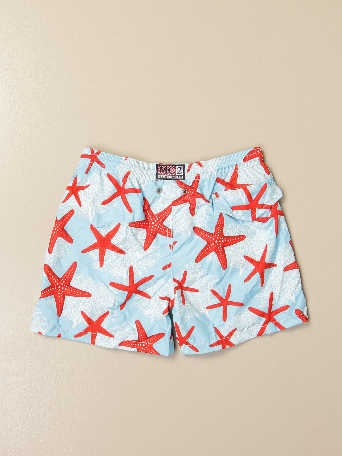 MC2 SAINT BARTH SWIMSUIT: MC2 Saint Barth swim shorts in starfish patterned nylon, Gnawed Blue - Img 2