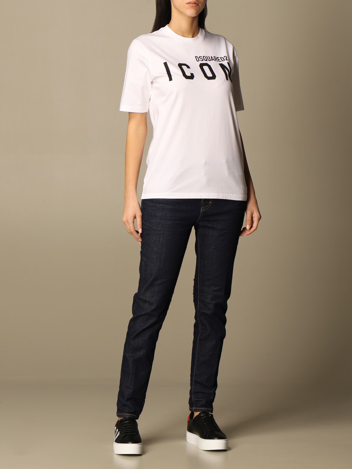 DSQUARED2: cotton T-shirt with Icon logo - White | Dsquared2