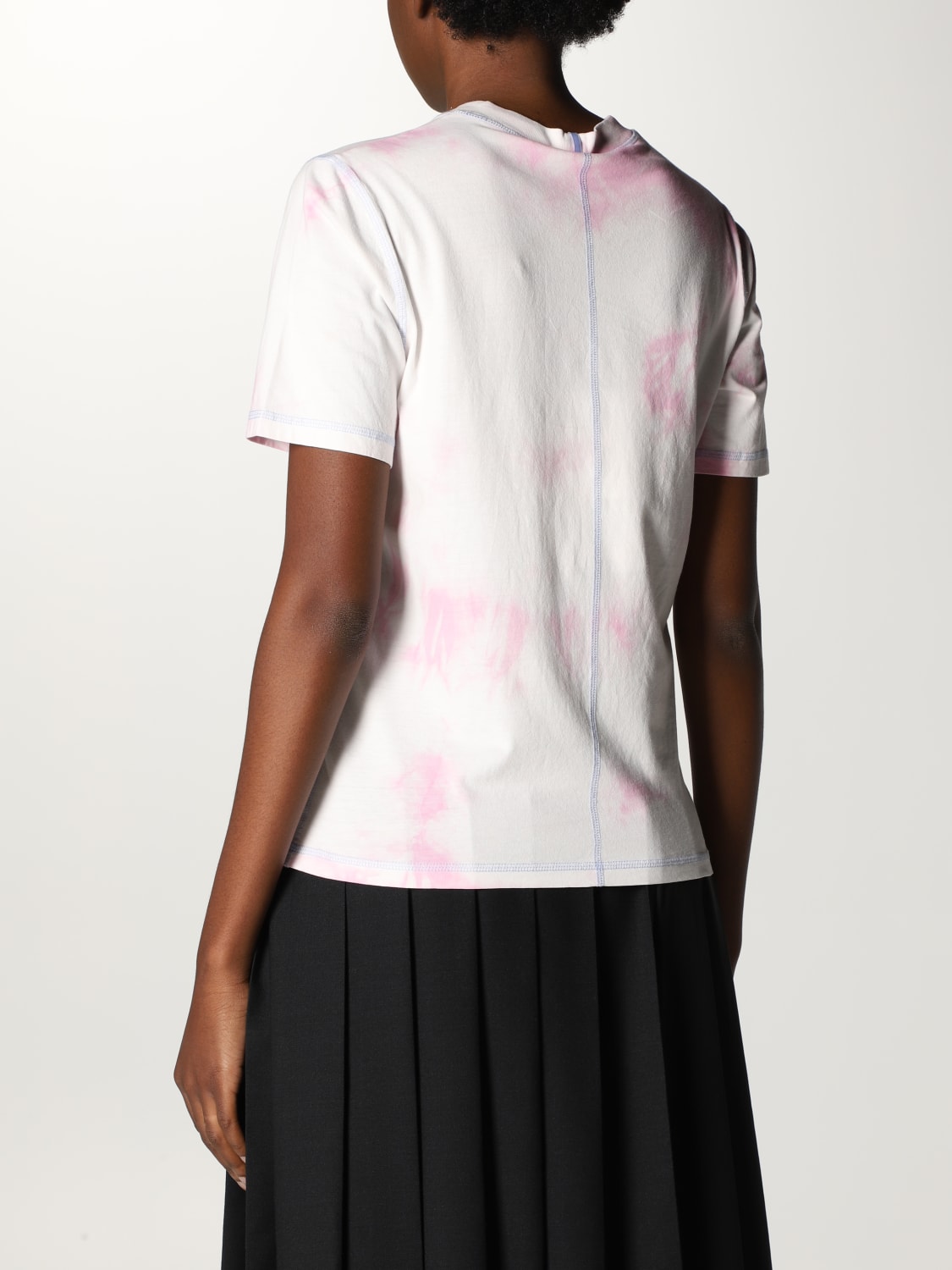 MCQ T-SHIRT: Eden High by McQ cotton t-shirt with logo and tie dye print, Pink - Img 3