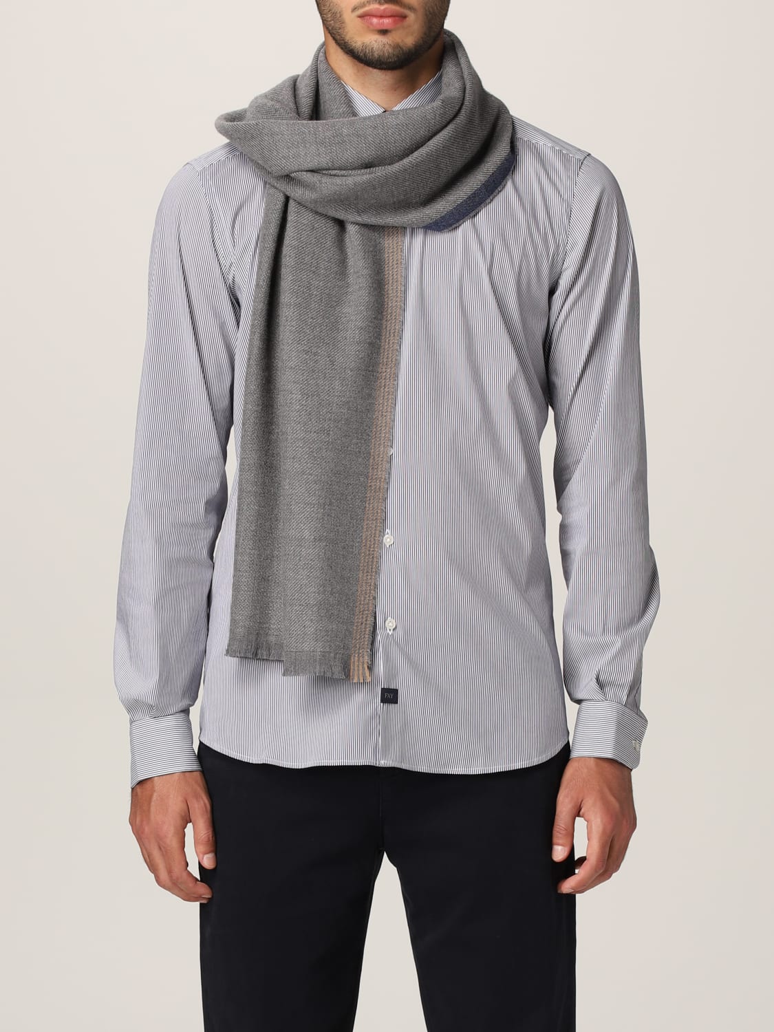 FAY SCARF: Fay scarf in wool and cashmere, Grey - Img 2
