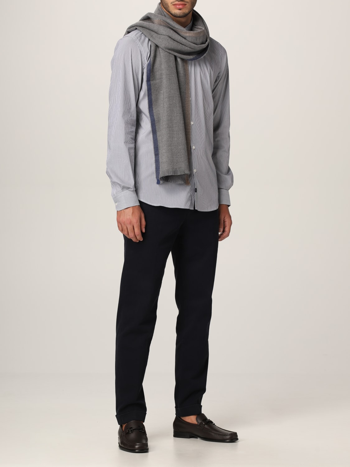 FAY SCARF: Fay scarf in wool and cashmere, Grey - Img 4
