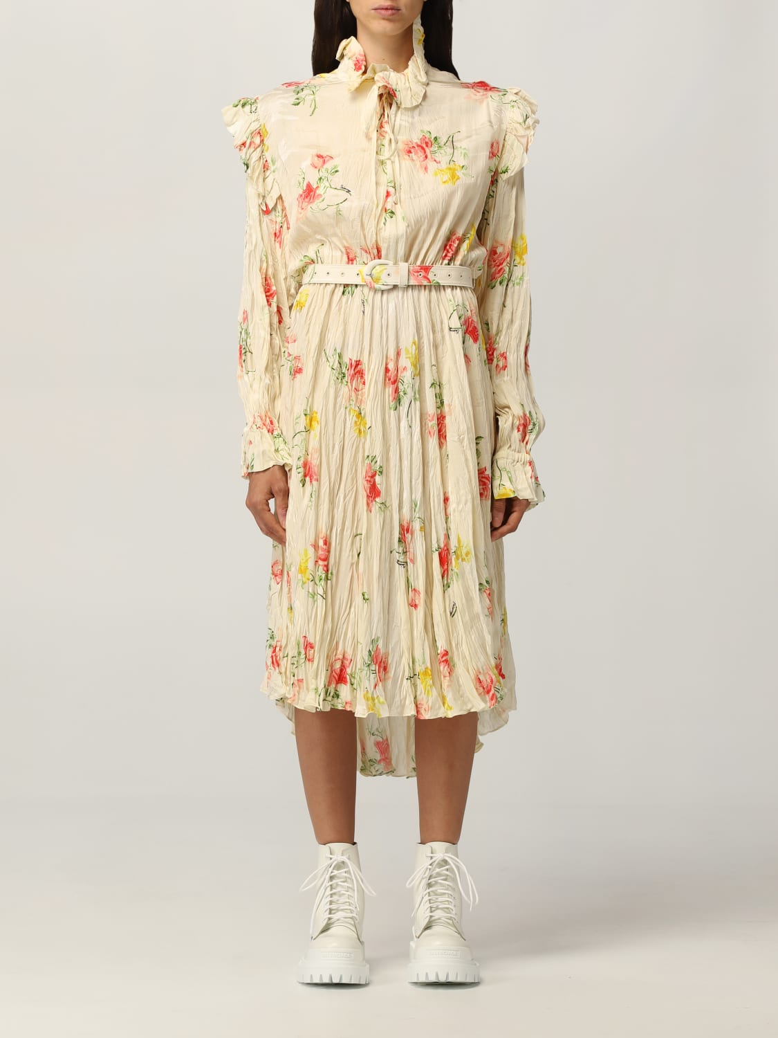 BALENCIAGA dress in floral patterned silk Pink Balenciaga dress 660121 TJL76 online at GIGLIO.COM