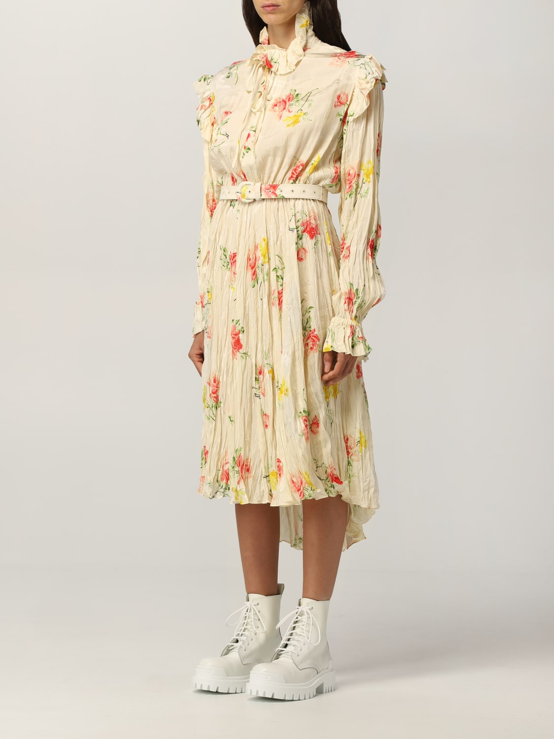 BALENCIAGA DRESS: Balenciaga dress in floral patterned silk, Pink - Img 4