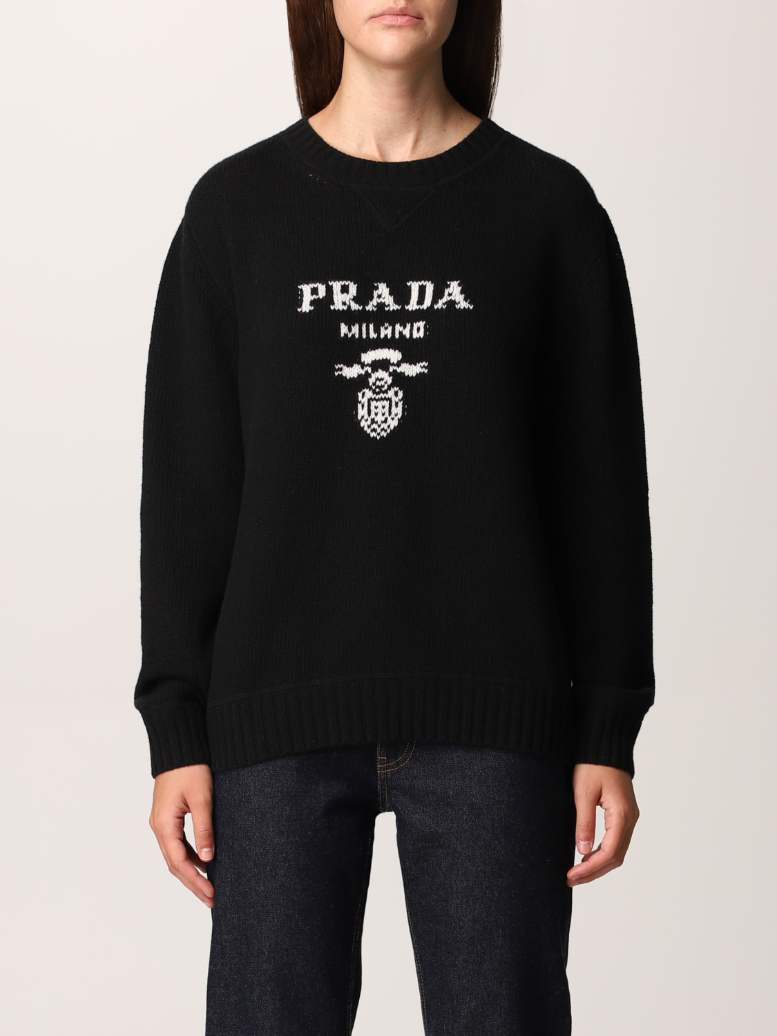 Prada sweater in wool and cashmere with logo